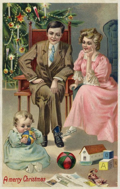 Couple with Baby at Christmas by American School